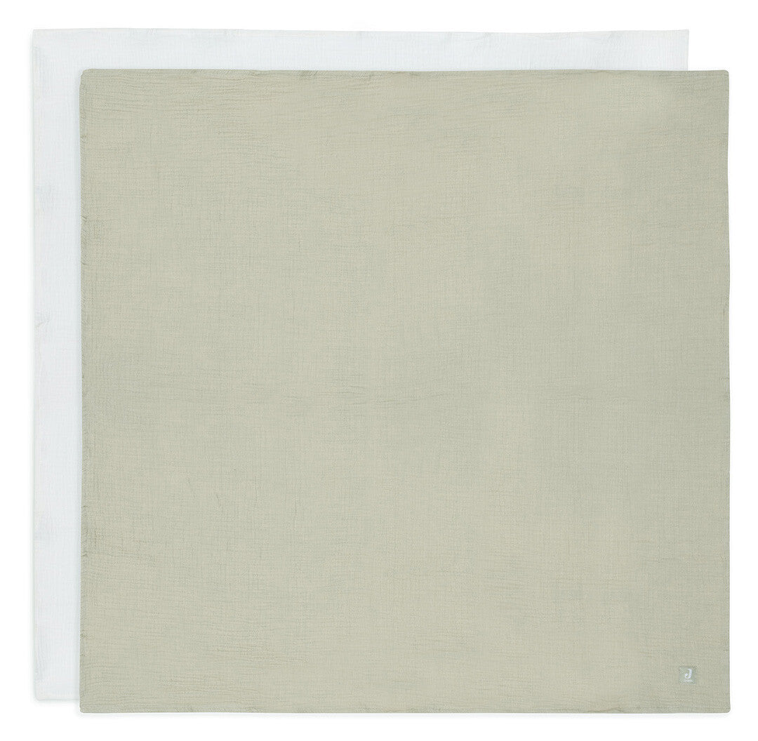 jollein hydrofiele multidoeken 115x115 cm - olive green - ivory - 2st | 535-852-68014 | 0