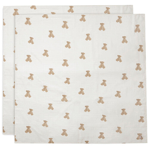 jollein hydrofiele multidoeken 115x115 cm - teddy bear - 2st | 535-852-66095 | 0