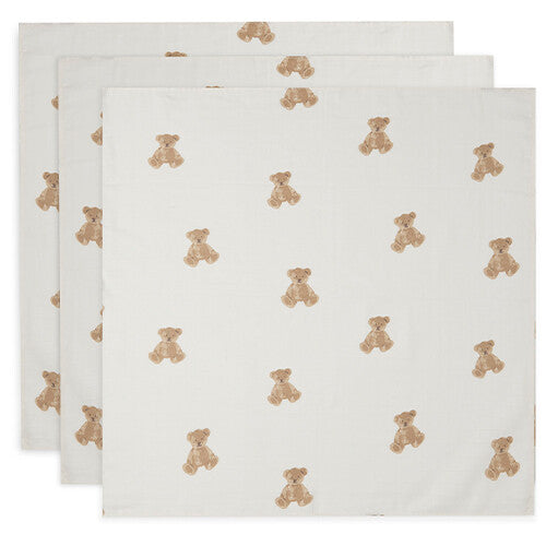 jollein hydrofiele multidoeken 70x70 cm - teddy bear - 3st | 535-851-66095 | 0