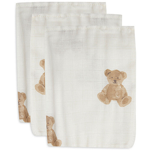 jollein hydrofiele washandjes teddy bear - 3st | 536-848-66095 | 0