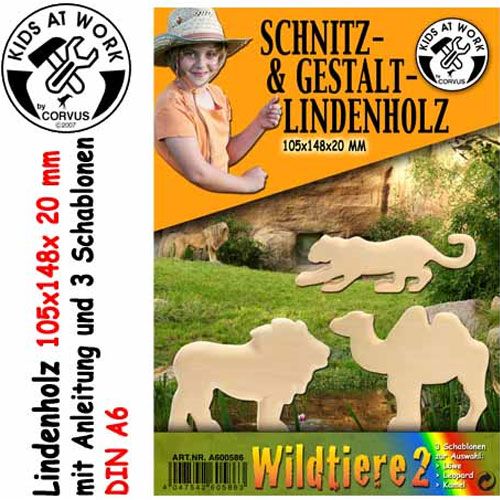 kids at work kleine plank met 3 sjablonen - safari 2 | A600586 MAR | 1