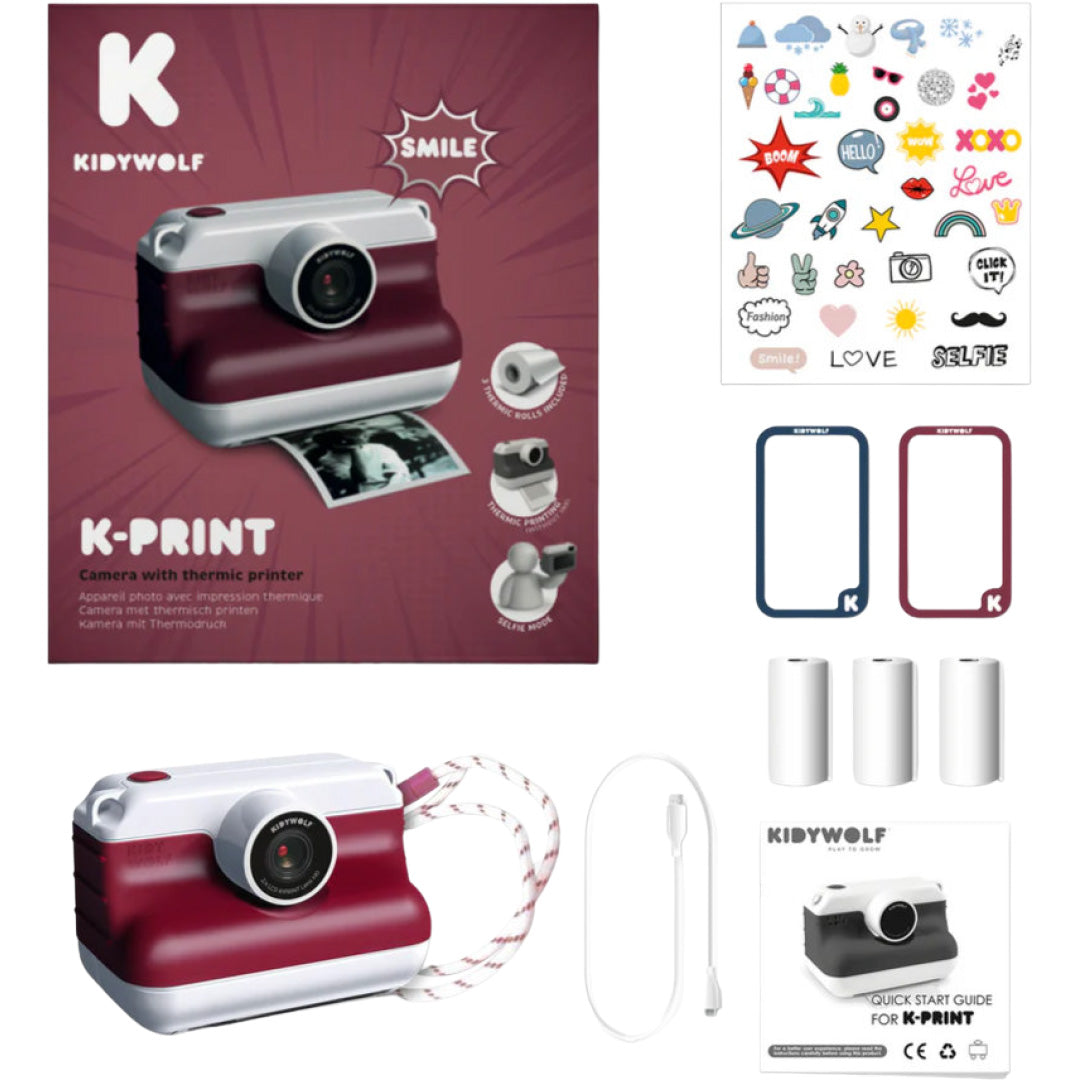 kidywolf kindercamera met thermische printer k-print - rood | K-PRINT-RD | 2