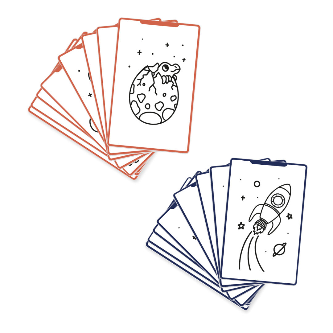 kidywolf cartes à dessiner supplémentaires pour kidydraw mini - dinosaures - galaxie