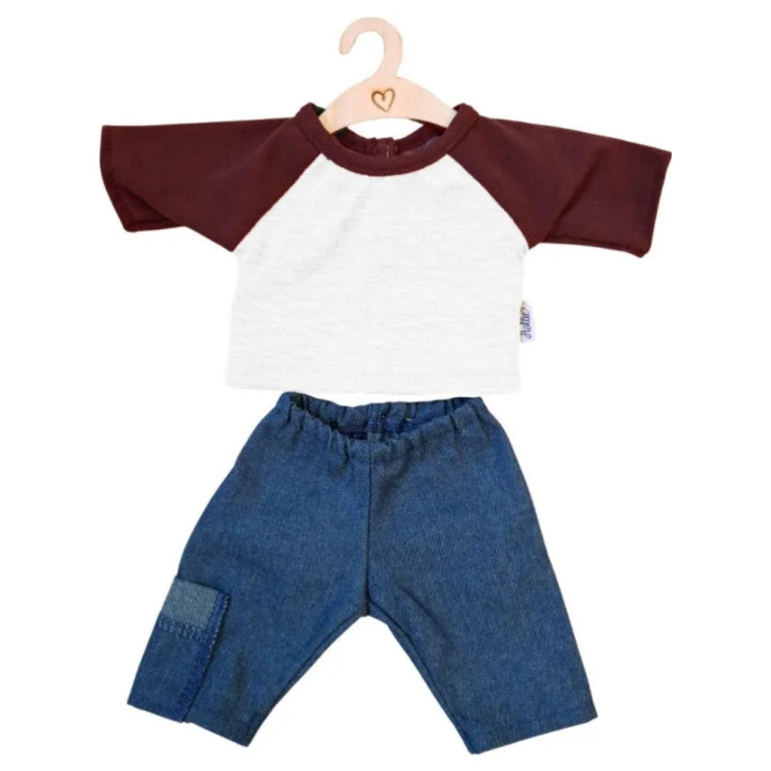 hollie poppenkleding broek en shirt - robin bordeaux - 34 cm | HO3045 |
