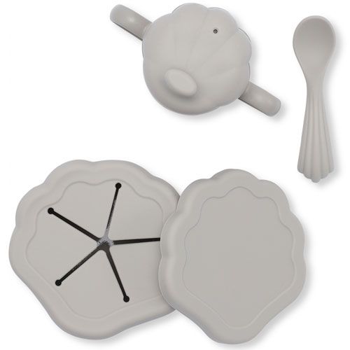 konges sløjd babyservies schelp - warm grey | KS1873 WARM GREY | 0