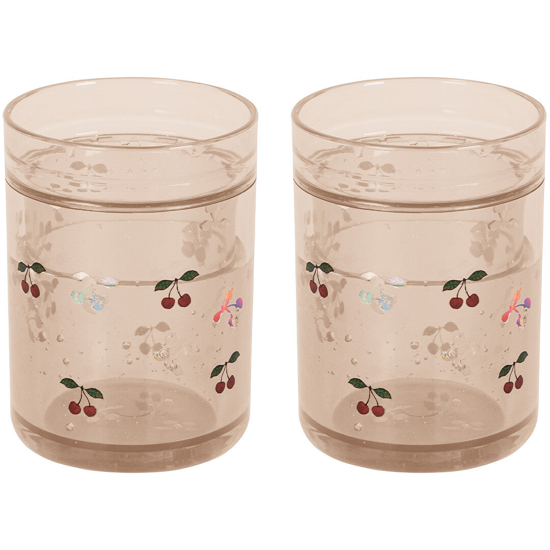 konges sløjd kinderbekers met glitter - cherry - 2st | KS5069-CHERRY | 0