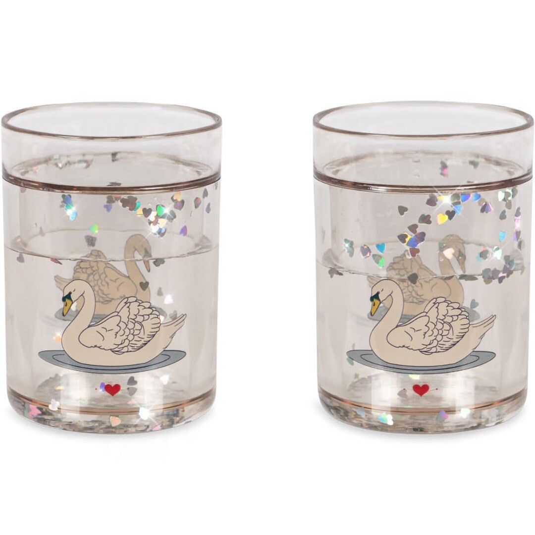konges sløjd kinderbekers met glitter - swan - 2st | KS101357-SWAN | 0
