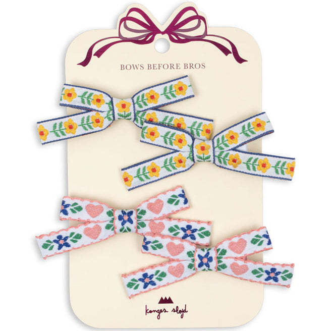 konges sløjd mini haarclips bow - white rose - 4st | KS102797 | 0