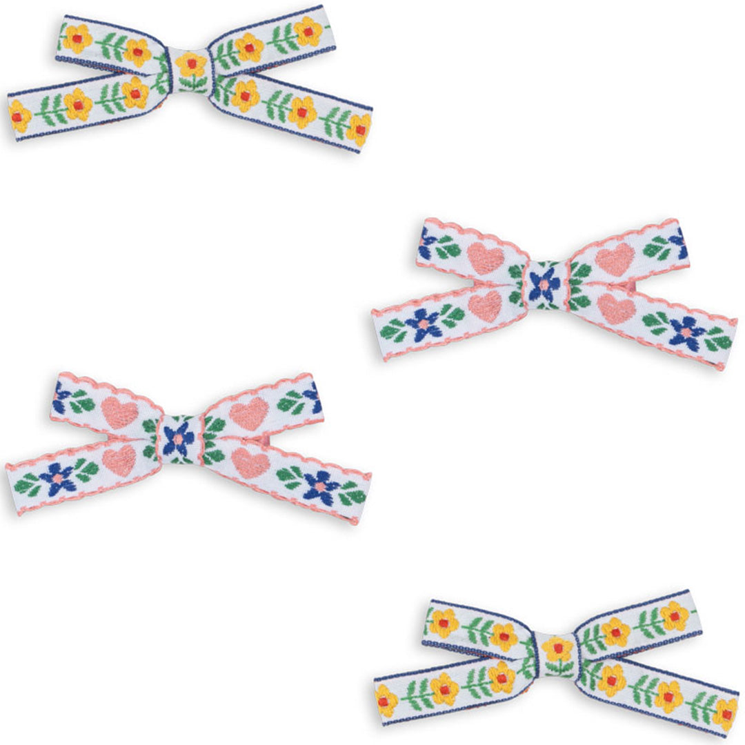 konges sløjd mini haarclips bow - white rose - 4st | KS102797 | 5