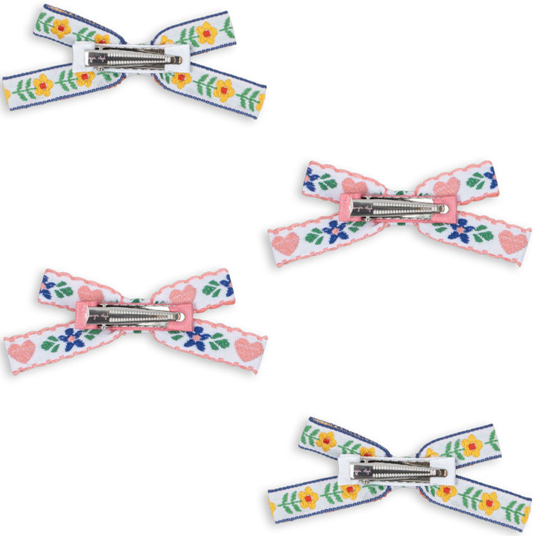 konges sløjd mini haarclips bow - white rose - 4st | KS102797 | 6