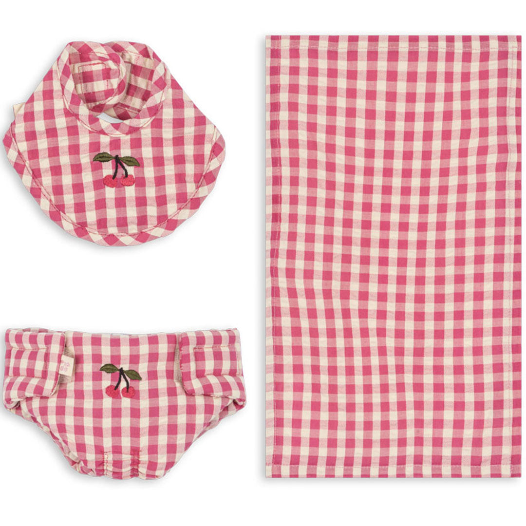 konges sløjd poppenverzorgingsset - bubblegum check | KS103110-BUBBLEGUM | 0