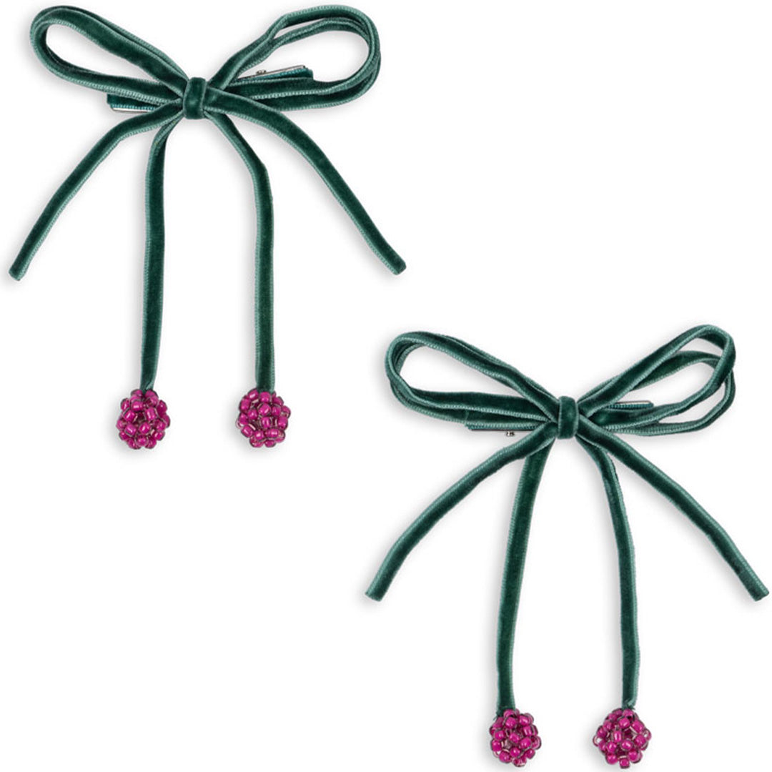 konges sløjd haarclips cherry bow - smoke pine - 2st | KS104168 | 0
