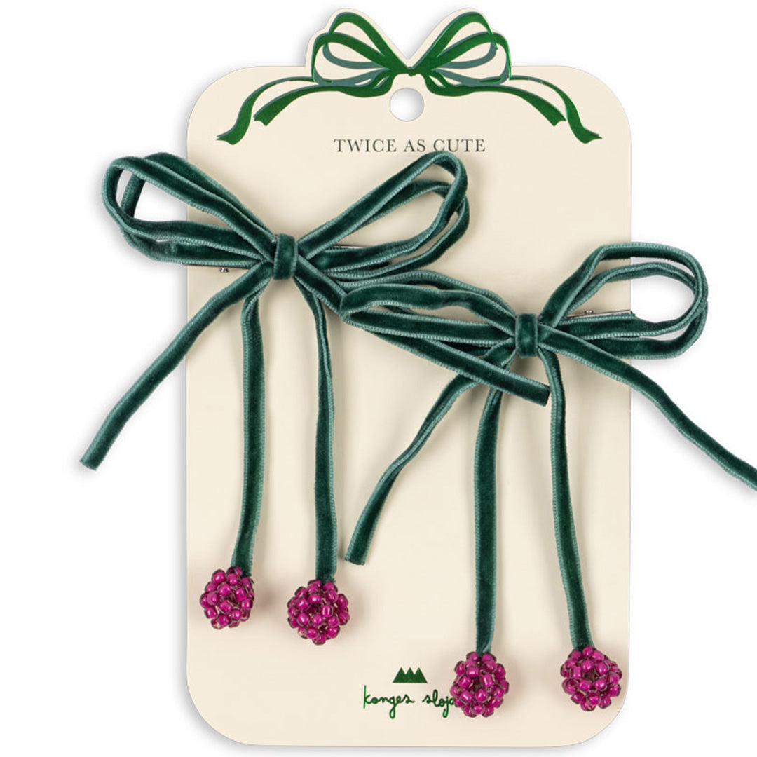 konges sløjd haarclips cherry bow - smoke pine - 2st | KS104168 | 2