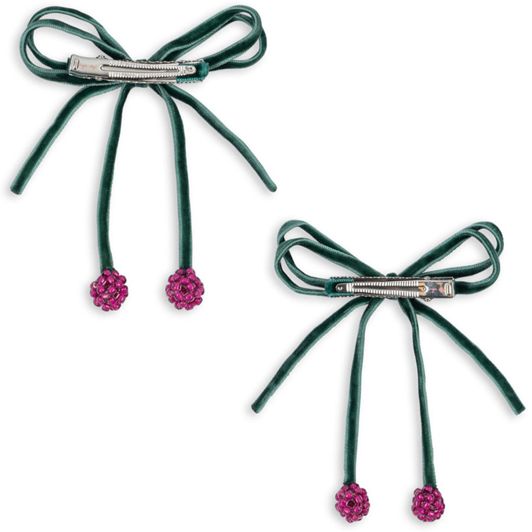 konges sløjd haarclips cherry bow - smoke pine - 2st | KS104168 | 3