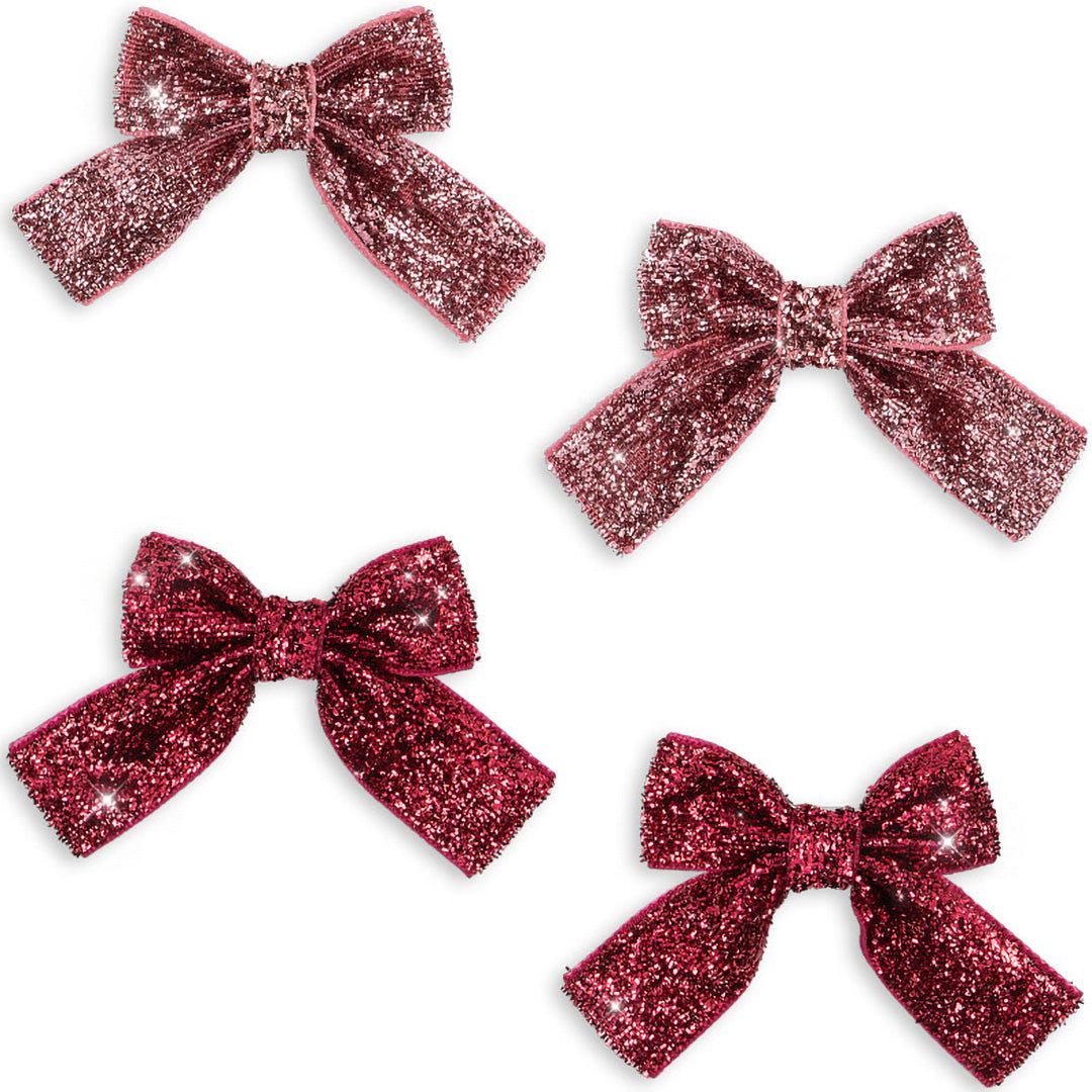 konges sløjd haarclips glitter bow - pink mix - 4st | KS104615 | 3