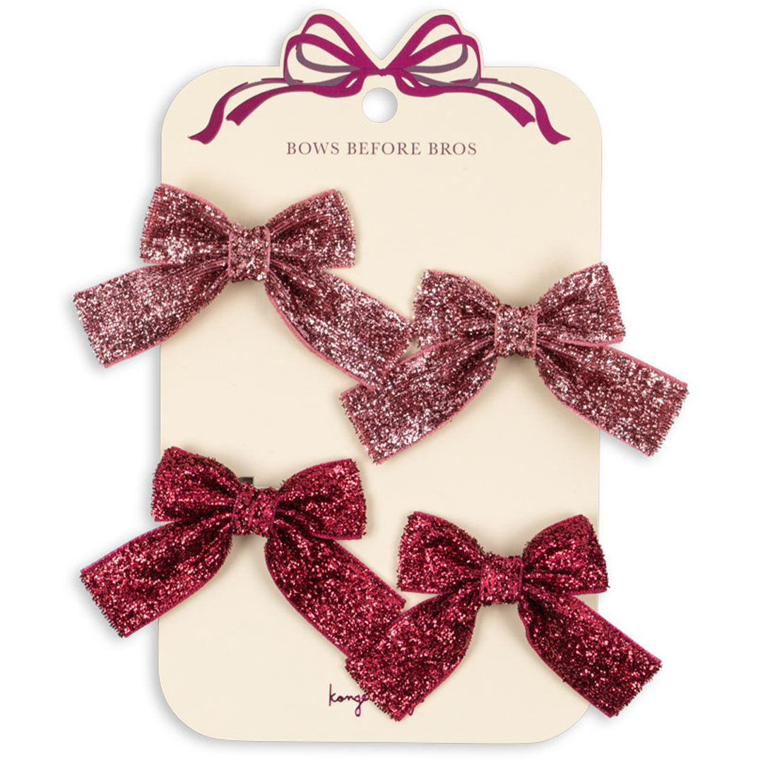 konges sløjd haarclips glitter bow - pink mix - 4st | KS104615 | 1