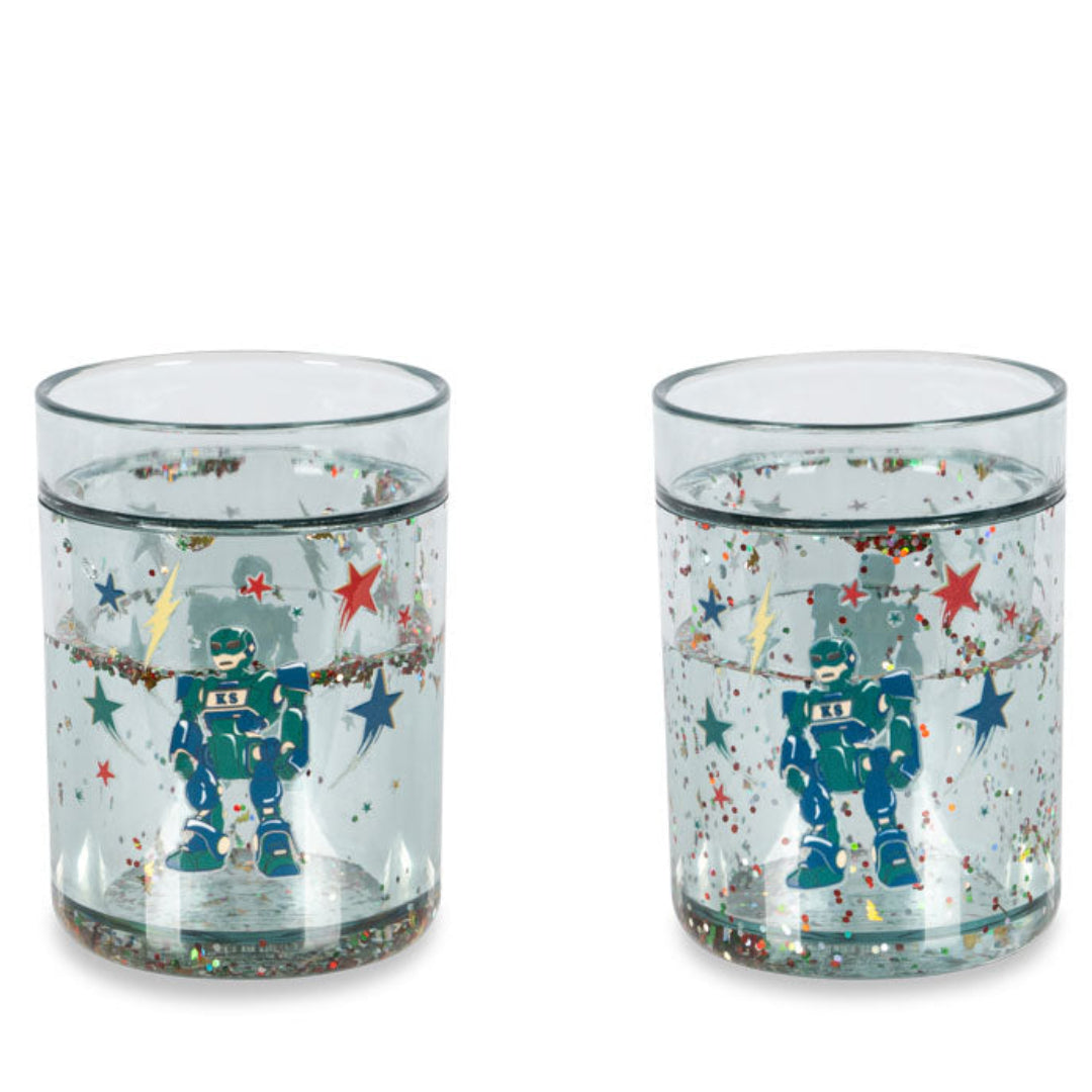 konges sløjd kinderbekers met glitter - hero robot - 2st | KS103024-HERO-ROBOT | 1