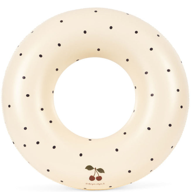 Konges Sløjd beige zwemband voor kinderen met zwarte stippen en kersenlogo.