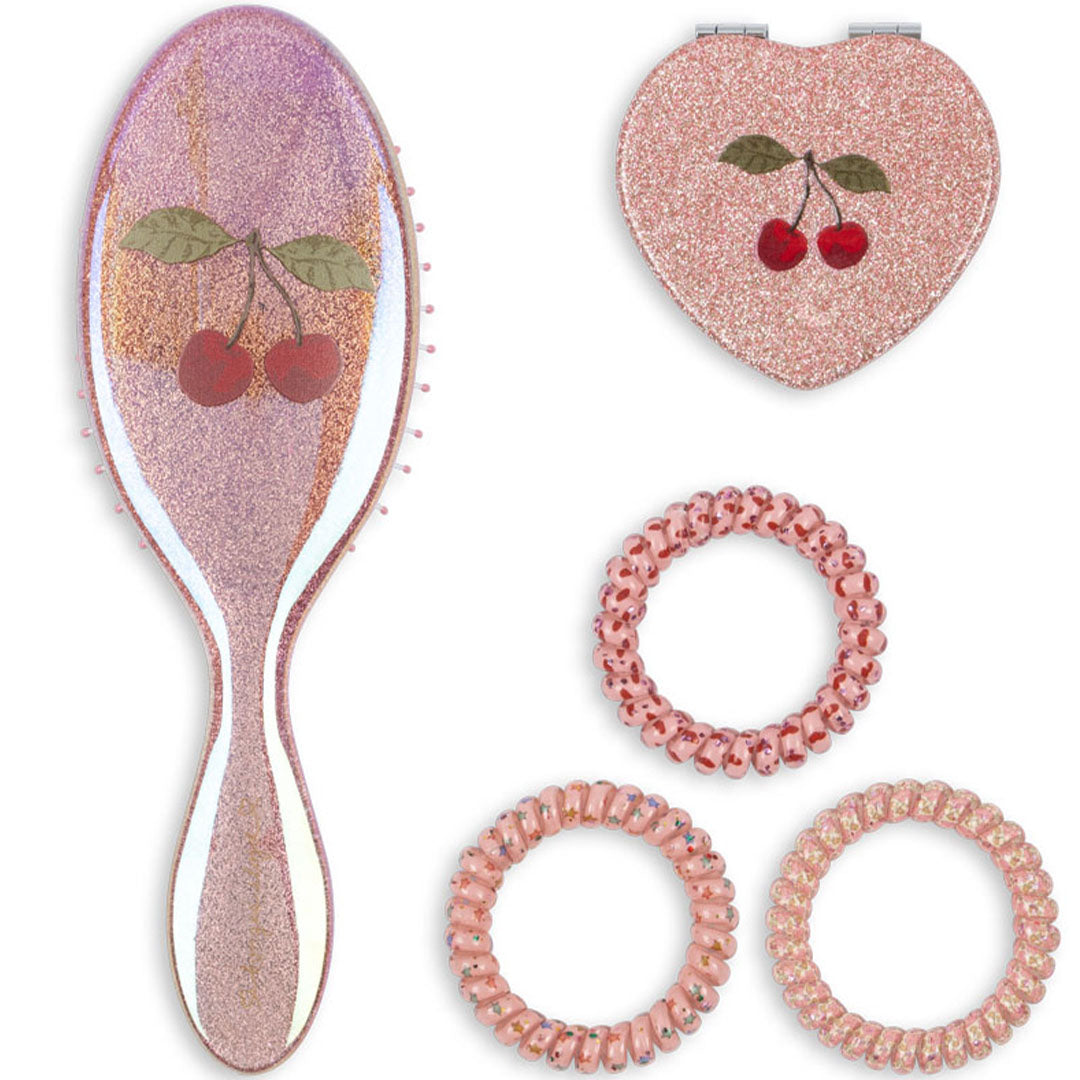 konges sløjd toilettas met borstel en spiegel - glitter rose | KS103815 | 1