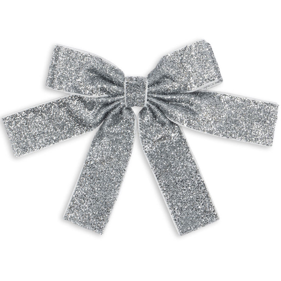 ks104309 | konges sløjd haarclip glitter velvet double bow - silver | 1