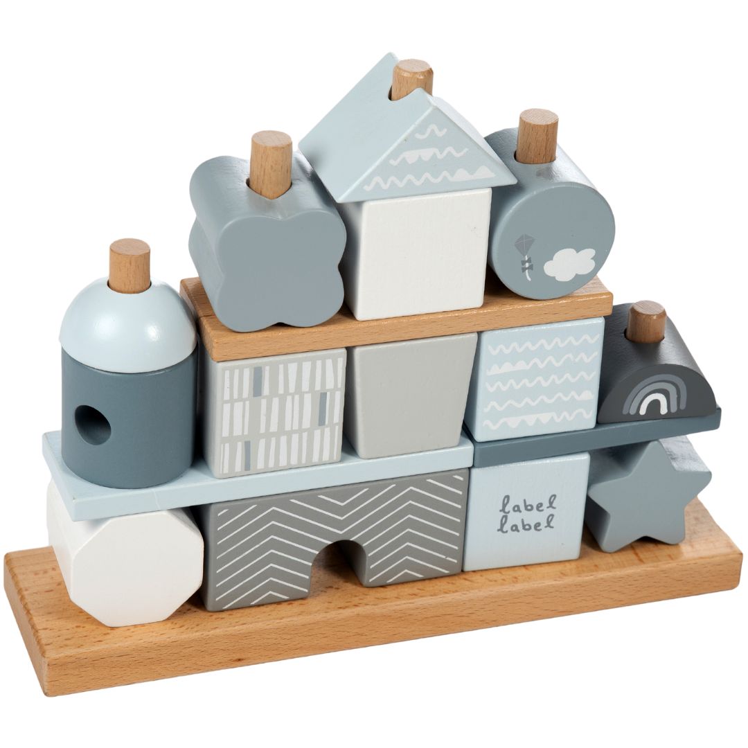 label label stapelblokken house blue - 25-delig | LLWT-25095 | 0