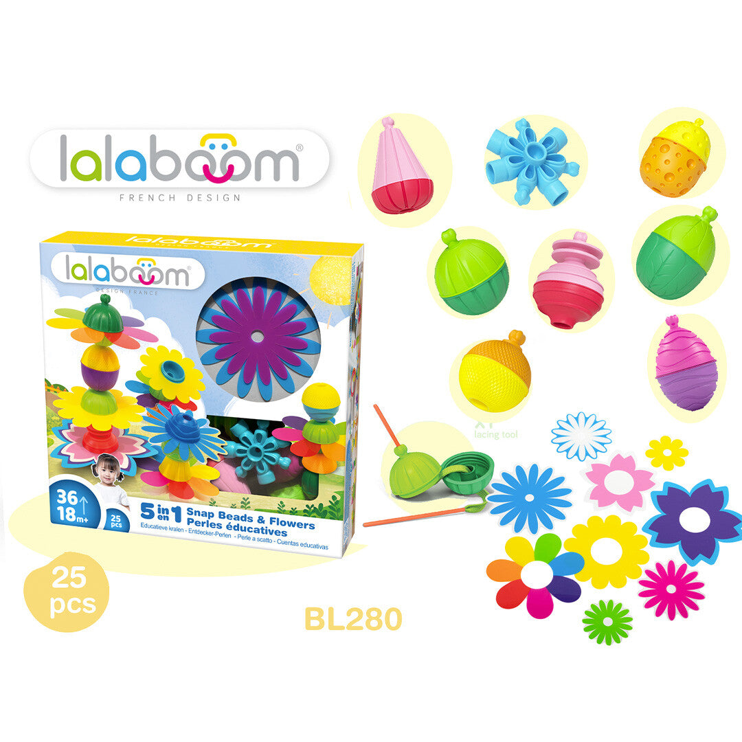 lalaboom educatieve klikkralen bloemen - 25st | 15.BL280 | 1