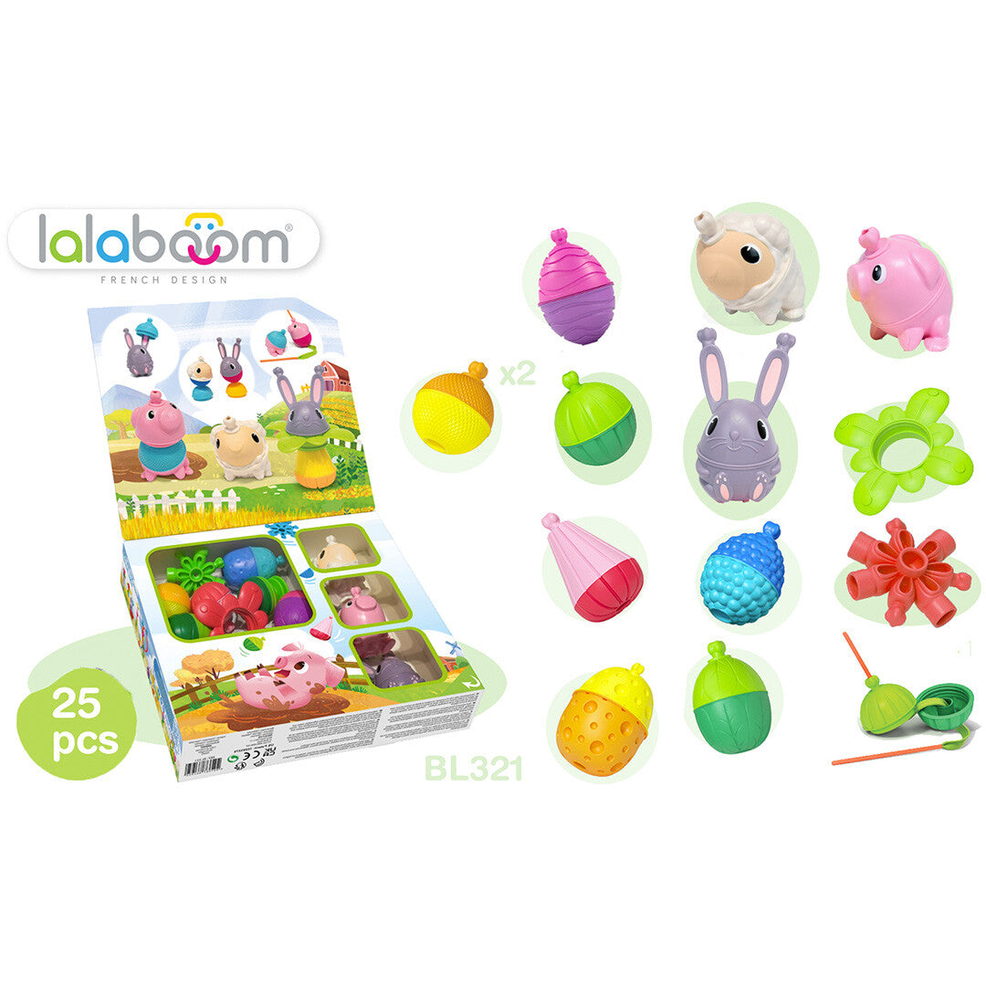lalaboom educatieve klikkralen boerderij - 25st | 15.BL321 | 1