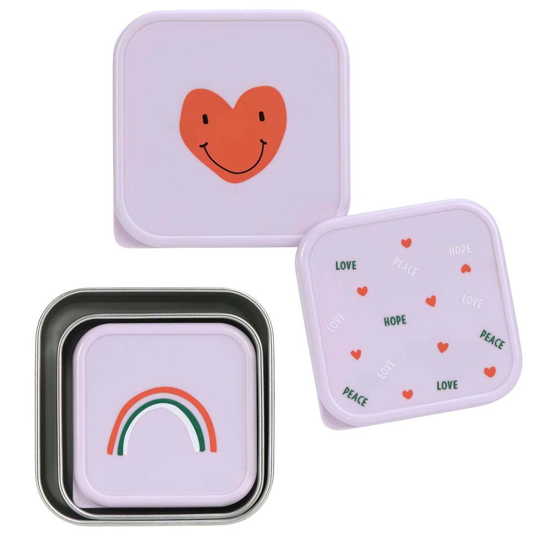 lässig rvs snackdoosjes happy rascals heart lavender - 3st | LAS1310074642 | 4