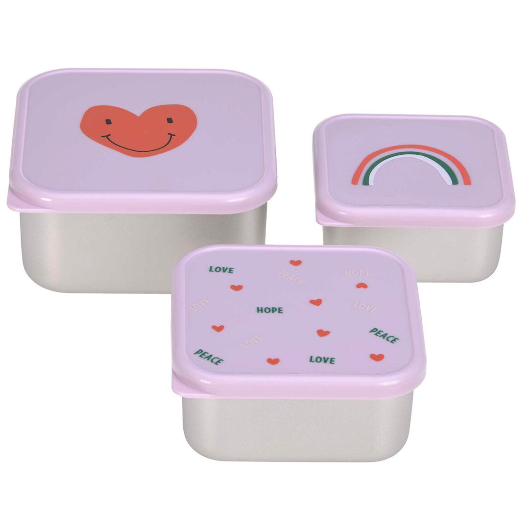 lässig rvs snackdoosjes happy rascals heart lavender - 3st | LAS1310074642 | 1
