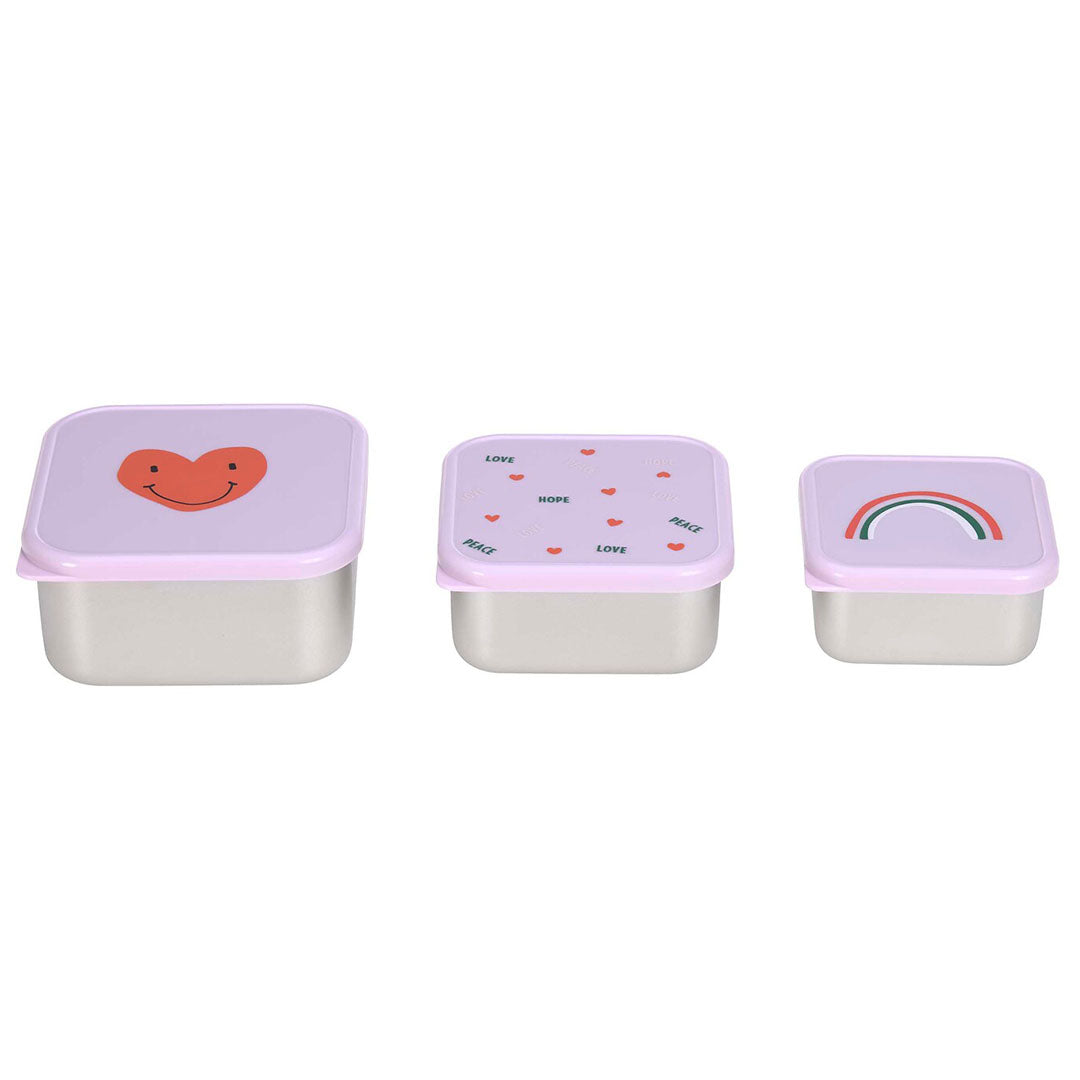 lässig rvs snackdoosjes happy rascals heart lavender - 3st | LAS1310074642 | 5