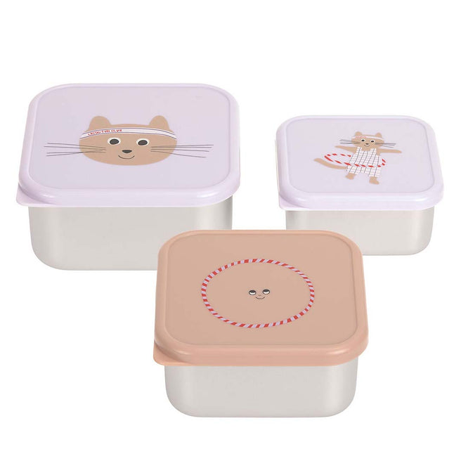 lässig rvs snackdoosjes tiny team - cat - 3st | LAS13100747043 | 1