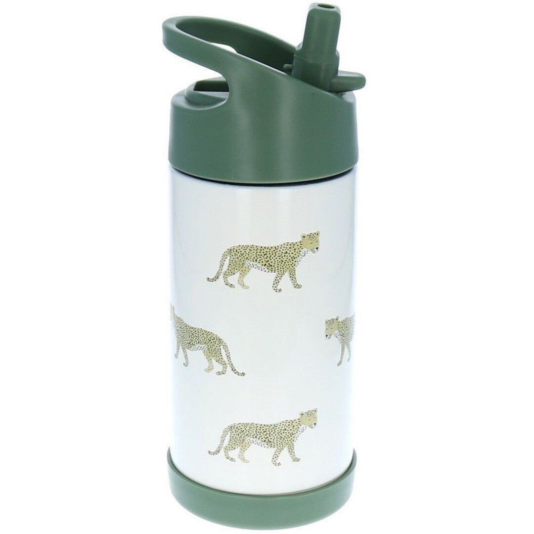 le petit souk rvs thermosfles met rietje - luipaard - 300ml | 33787 | 0