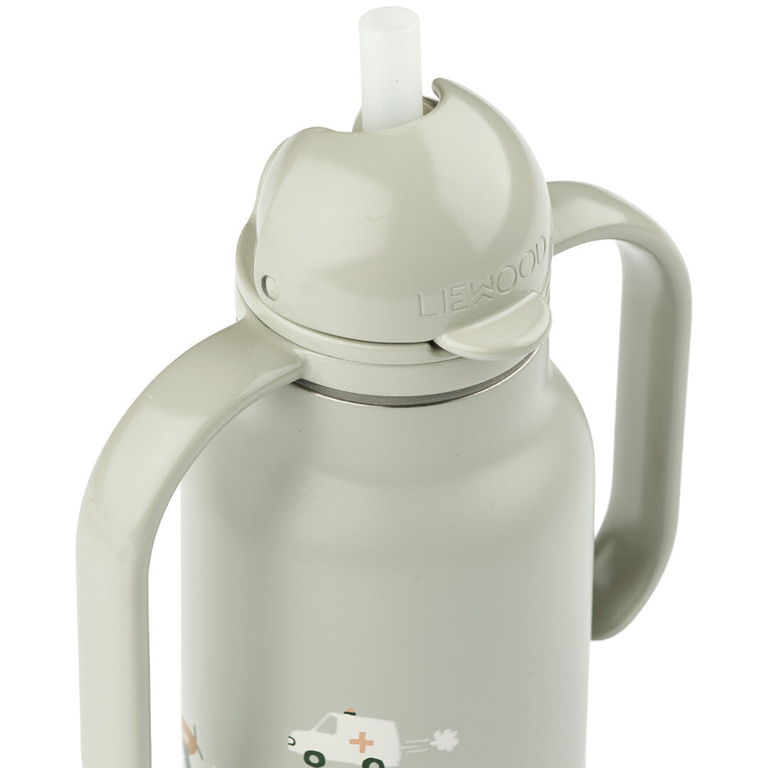 liewood rvs thermosfles kimmie - vehicles dove blue - 250 ml  | LW19618-1036  | 1
