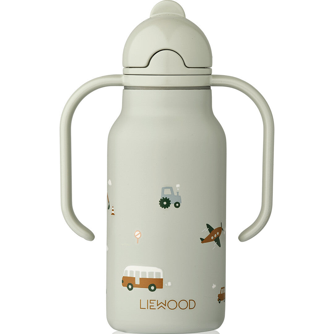liewood rvs thermosfles kimmie - vehicles dove blue - 250 ml  | LW19618-1036  | 2