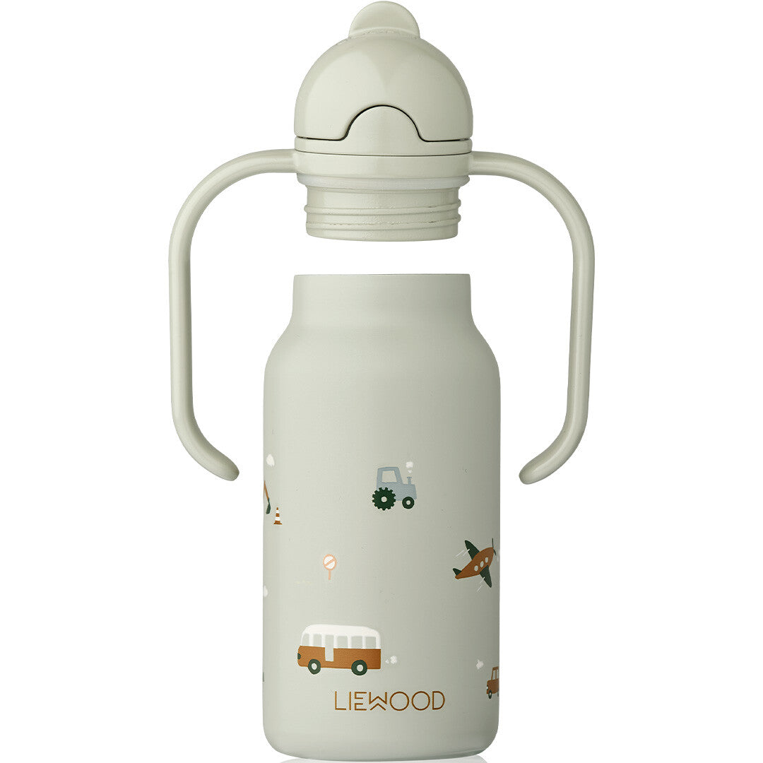 liewood rvs thermosfles kimmie - vehicles dove blue - 250 ml  | LW19618-1036  | 3