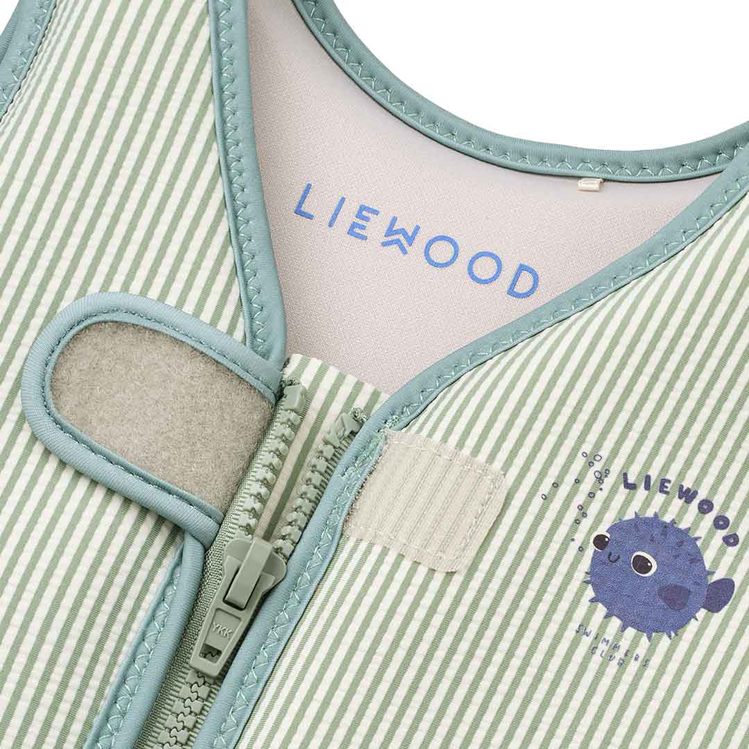 liewood zwemvest dove seersucker - peppermint - sandy - 19-30 kg | LW20739 | 5