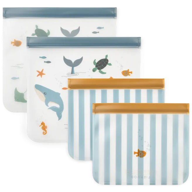 liewood herbruikbare zakjes rebus - sea creature - sandy - 4st | LW20172-1032 |  