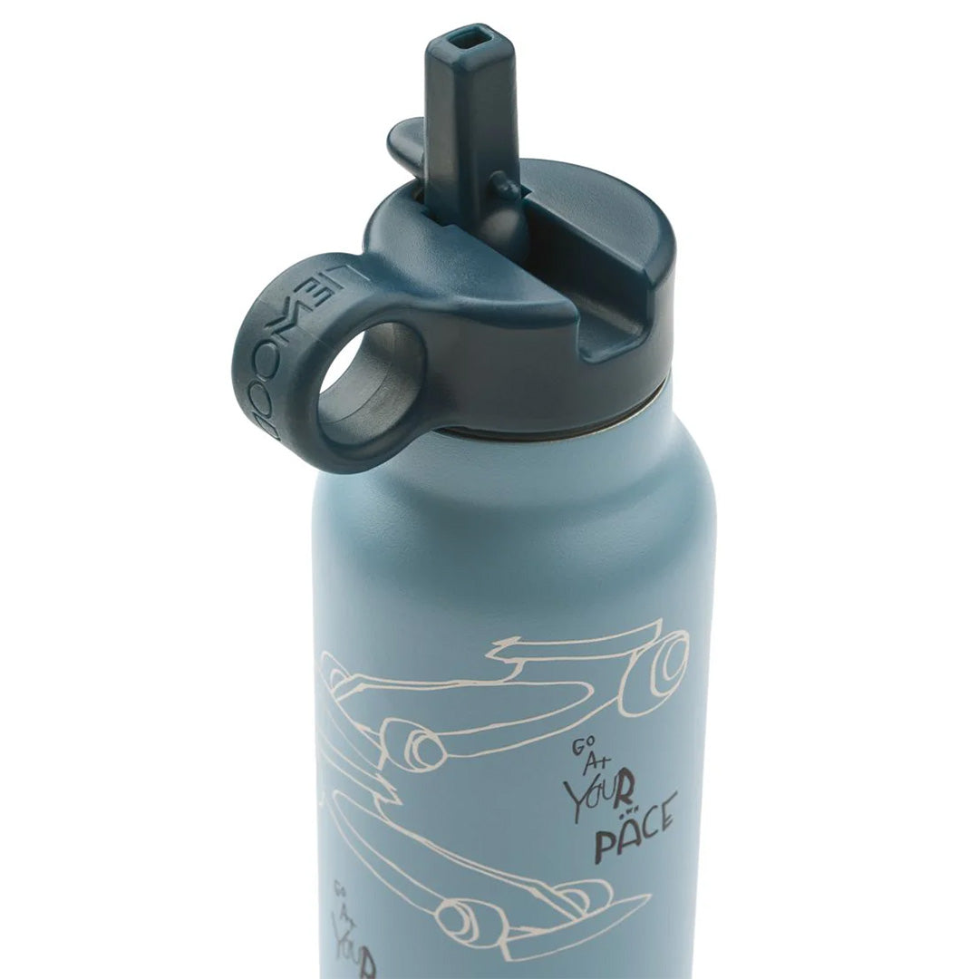 liewood rvs thermosfles falk - race cars - beach blue - 350 ml | LW19617\2783 | 2