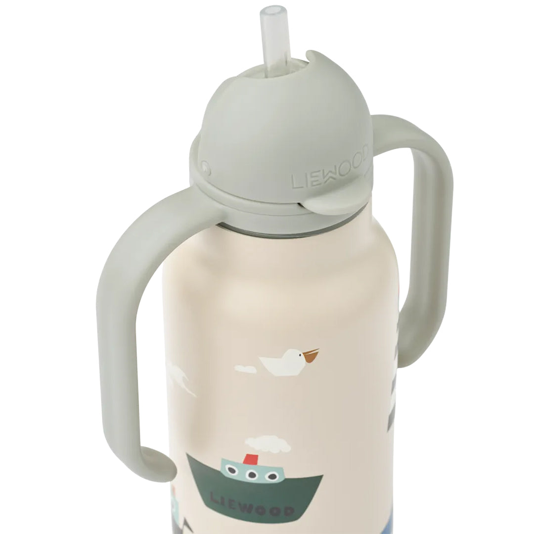 liewood rvs thermosfles kimmie - sailing - sandy - 250 ml close-up | LW19618-2618 | 5