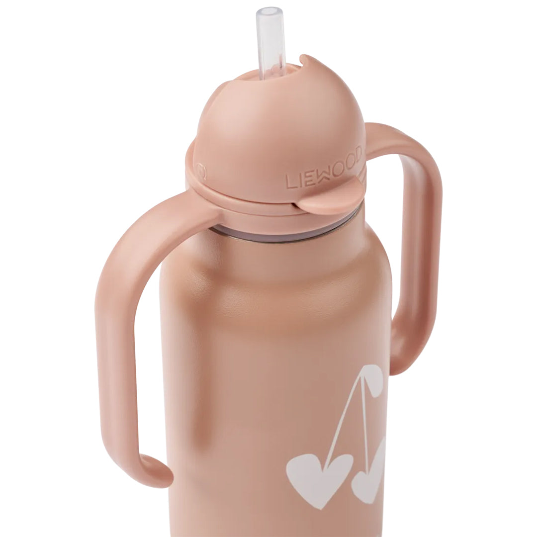 liewood rvs thermosfles kimmie - sweethearts - apple blossom - 250 ml  close-up | LW19618-2620 | 5