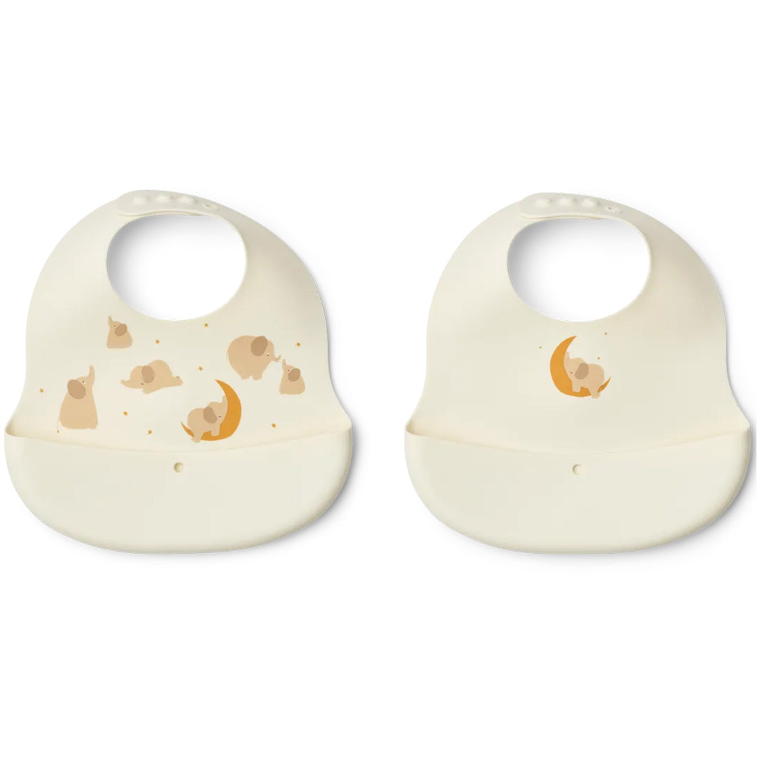 liewood siliconen slabbetjes ember elephant creme de la creme 2st | LW20119-2506 | 0