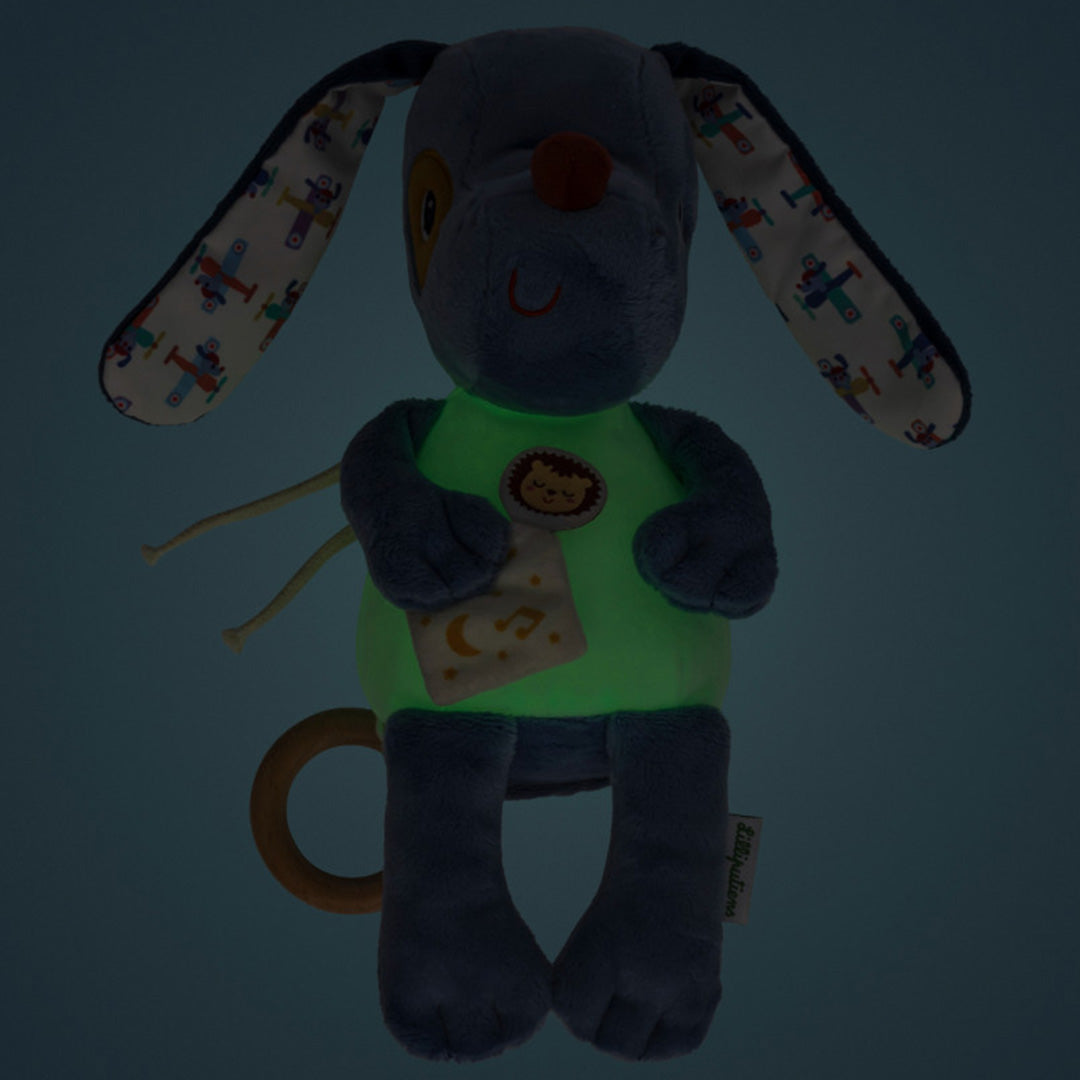 lilliputiens muzieknuffel glow in the dark - jules de hond - 23 cm | LIPU83620 | 4