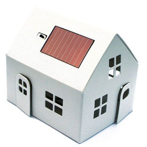 litogami bouwpakketje huisje met zonnepaneel - wit  | 2002 | 2