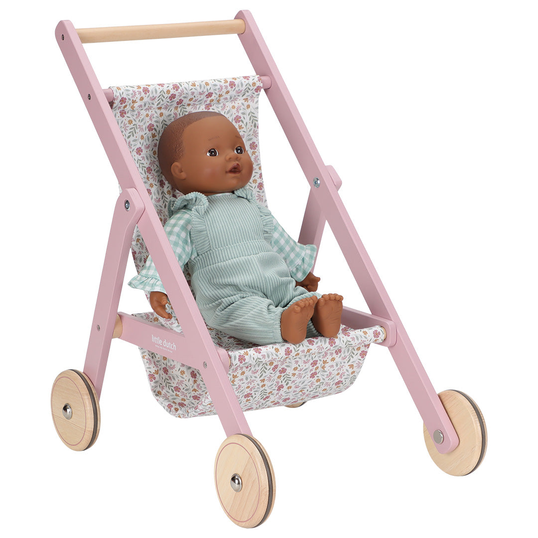 little dutch houten poppenbuggy - roze | LD2518 | 4