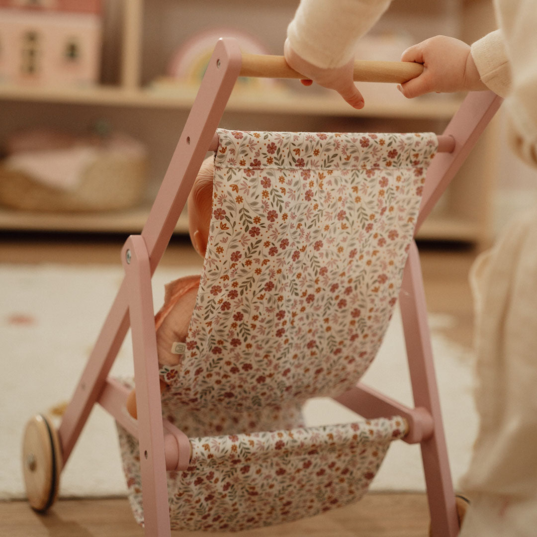 little dutch houten poppenbuggy - roze | LD2518 | 5