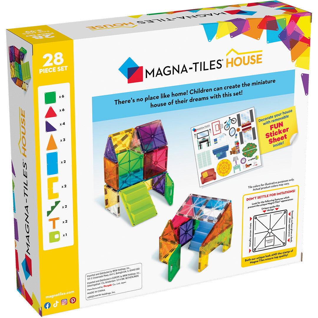 magna-tiles magnetische tegels clear colors - house - 28st  | 631291183327 | 5