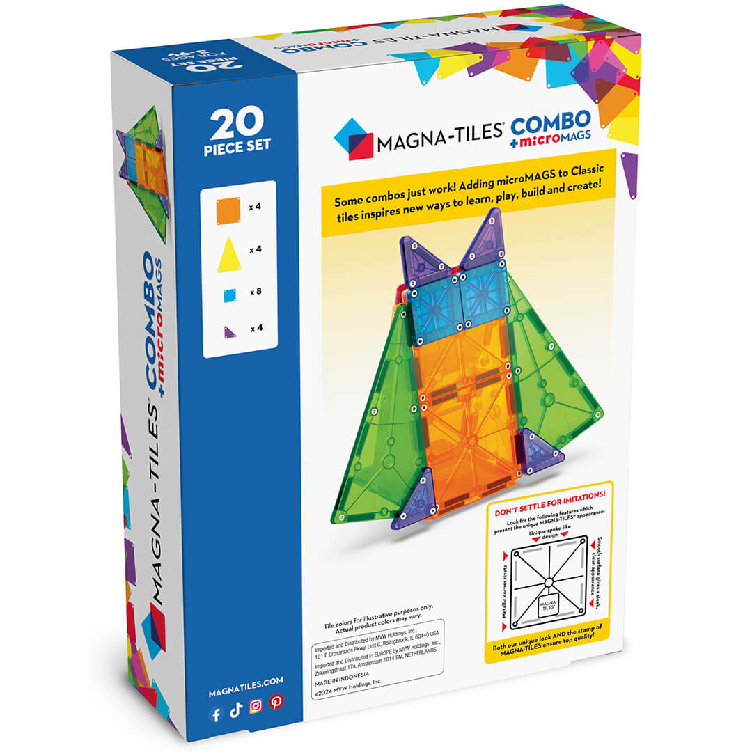 magna-tiles magnetische tegels combo met micromags - 20st | 244020CO | 5