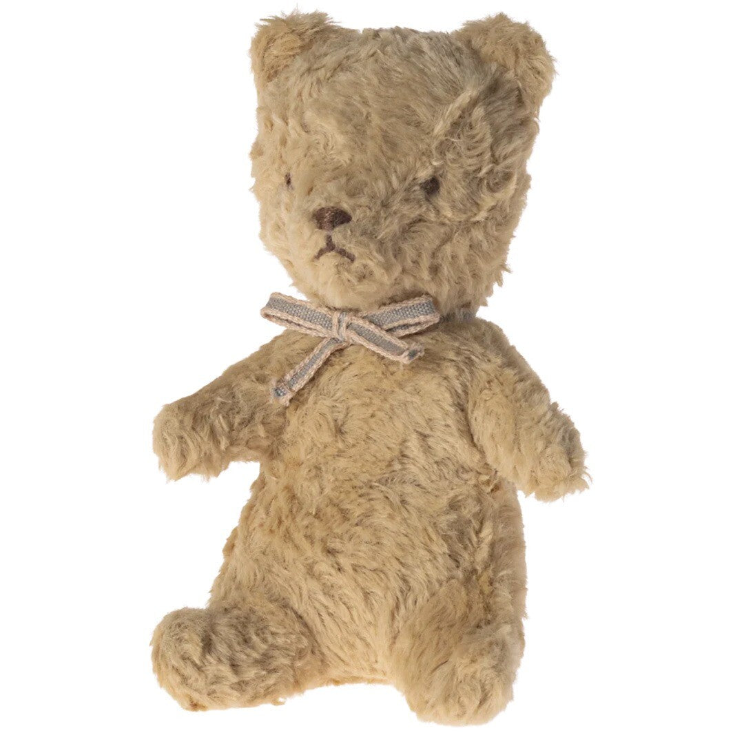 maileg knuffelbeer my first teddy met strik  - sand - 19 cm  | 16-4997-01 | 1