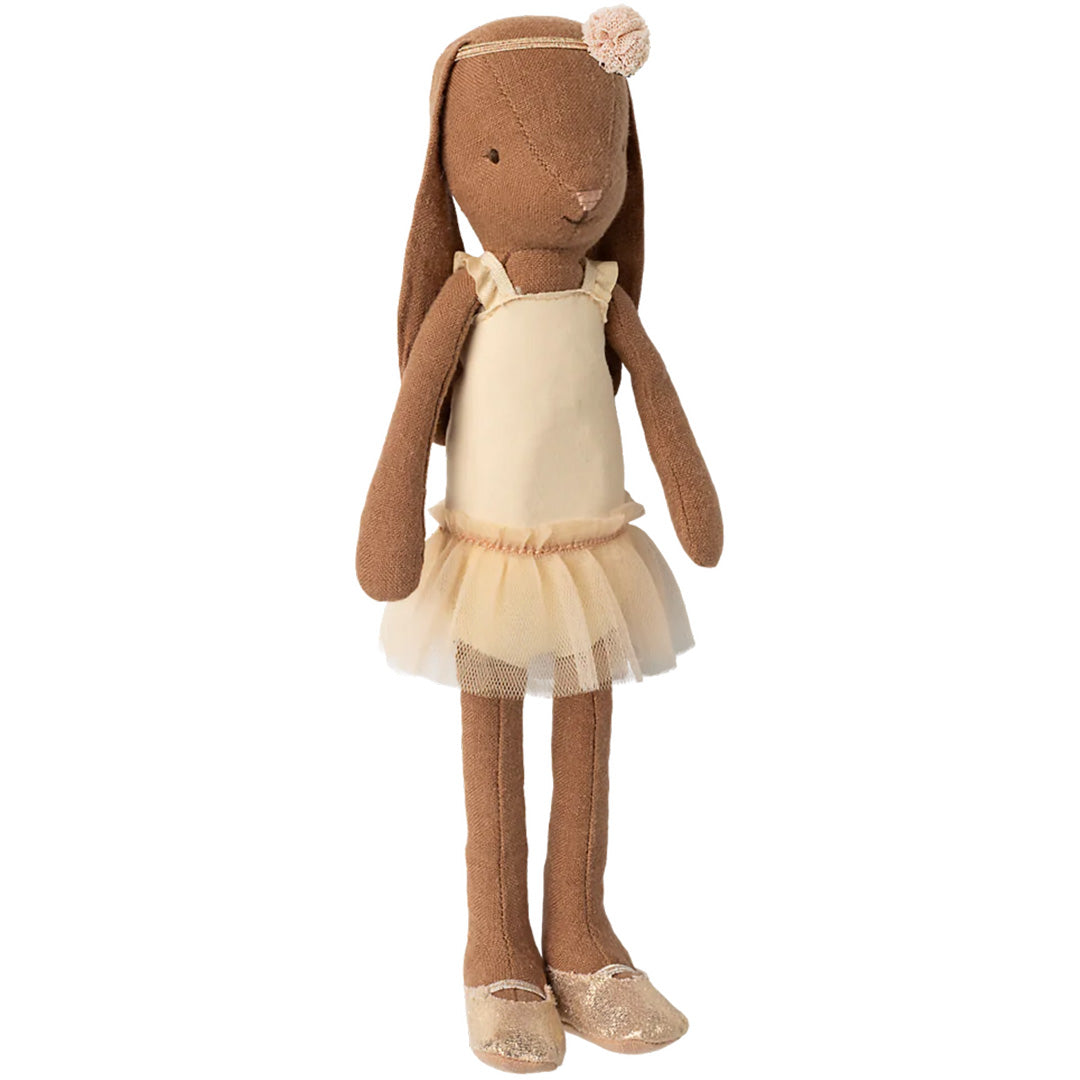maileg lapin en peluche ballerine crème - marron chocolat - taille 2 - 24 cm