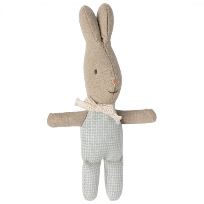 maileg knuffelkonijn - my - light blue check - 11 cm  | 16-4000-02 | 0